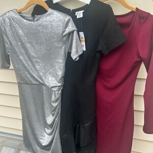 Catherine Malandrino Silver, Black, and Burgundy Dresses